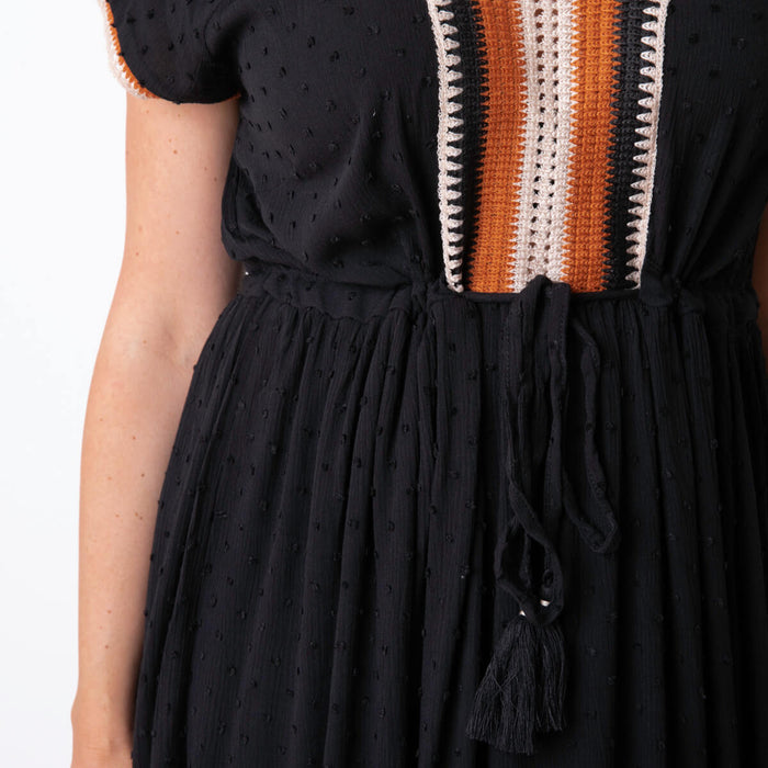 Crochet Neck Dress - Black