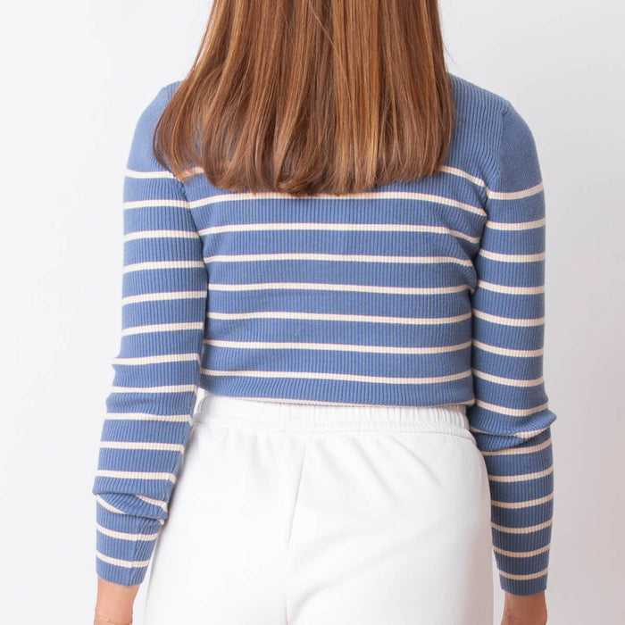 Striped Ribbed Sweater - Blue