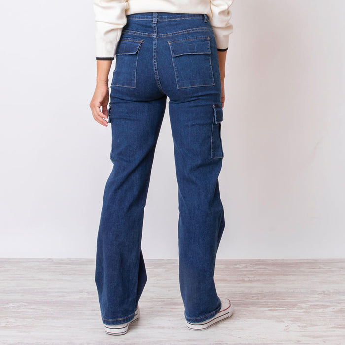 Cargo-Jeans mit Taschen – Blau