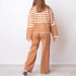 2 Piece Striped Knitwear - Camel