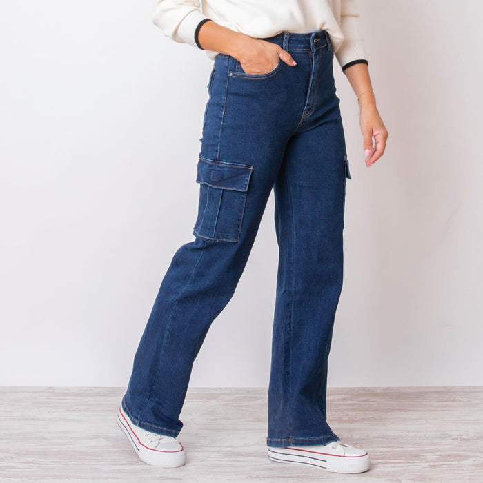 Cargo-Jeans mit Taschen – Blau