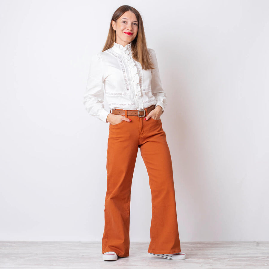 Pantalón Culotte Cinturón - Teja