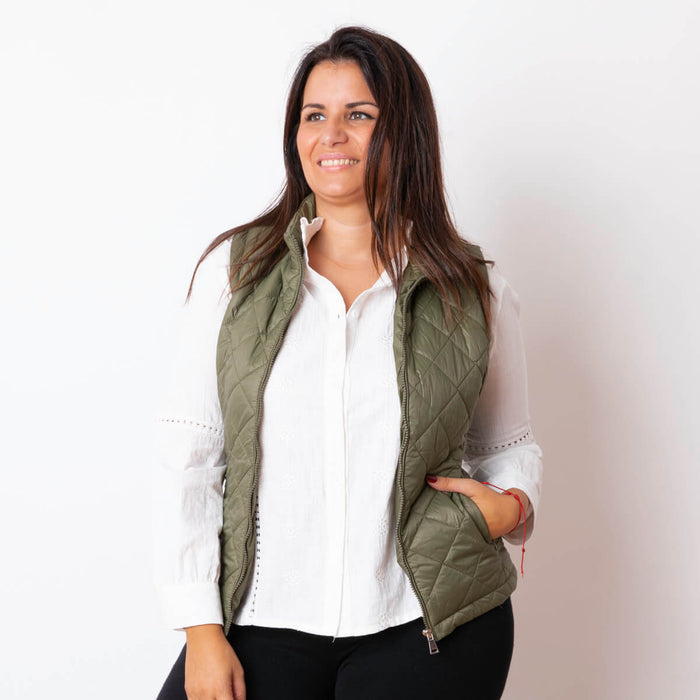 Rhombus Quilted Vest - Khaki