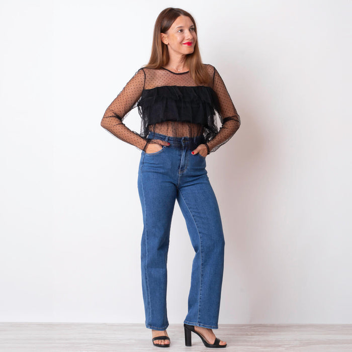 Blusa Tul Plumeti - Negro