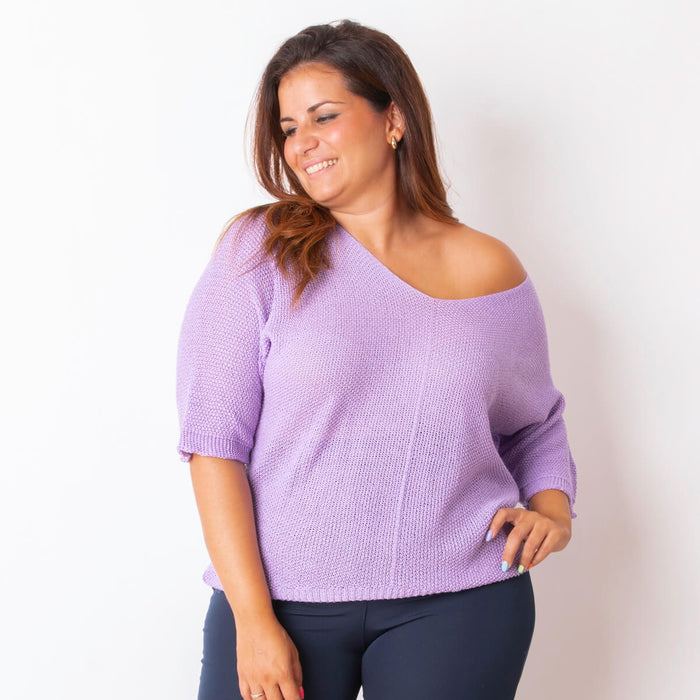 Ellen Knitted Poncho - Lilac