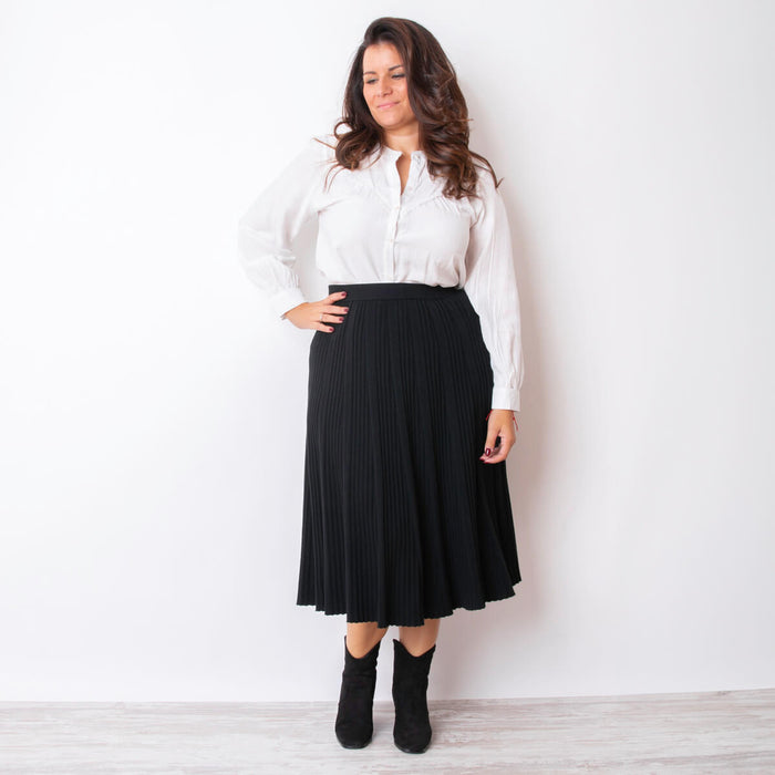 Textured Knit Skirt - Black