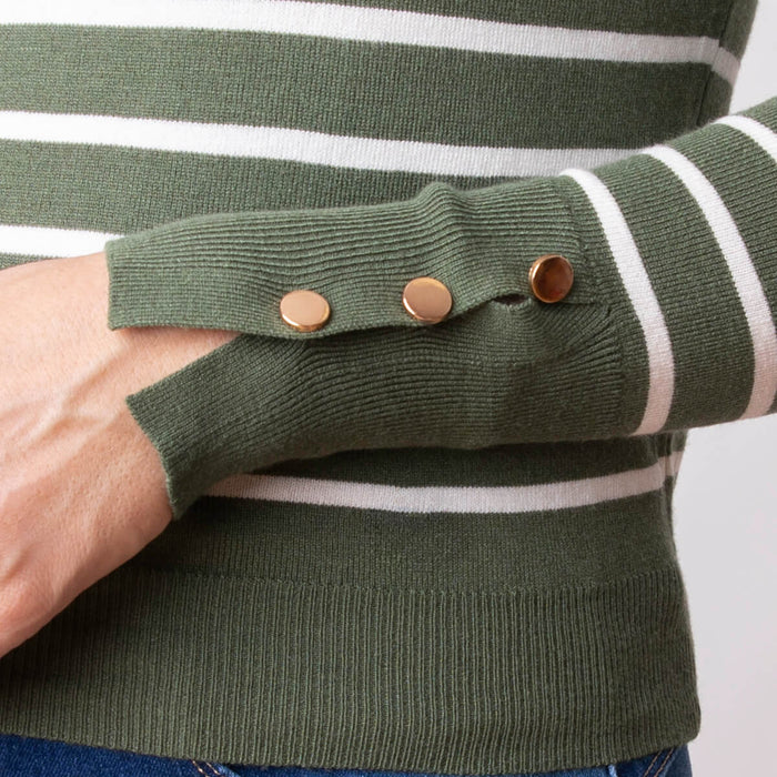 Maglione con collo a righe - Verde