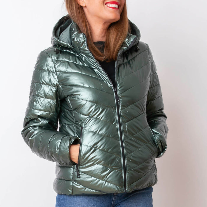 Metallic Quilted Jacket - Green