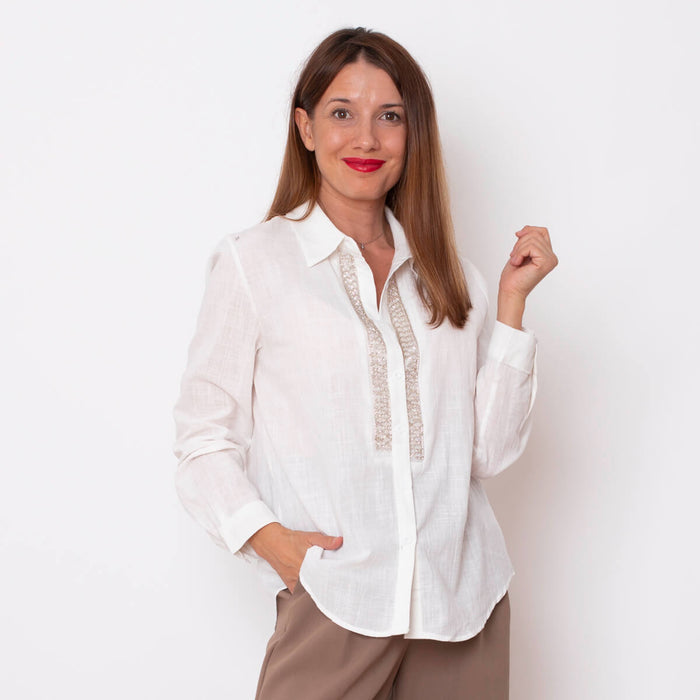 Camisa Línea Pedreria - Blanco