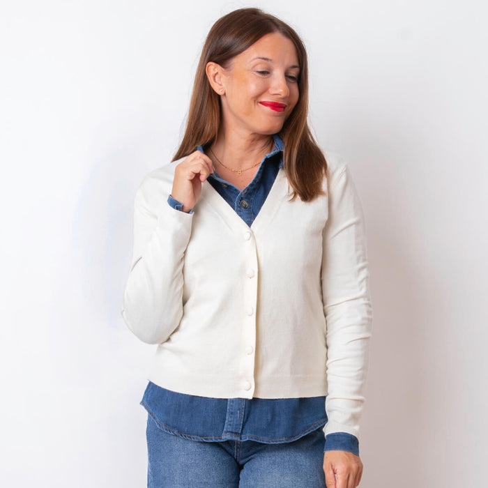 Cardigan con bottoni - Ecru