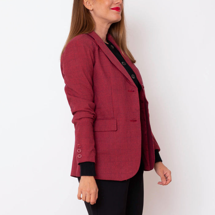 Checked Blazer - Red