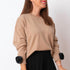 Pull en tricot fleuri - Camel