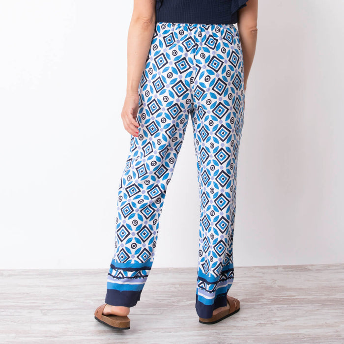 Geometric Print Pajama Pants - White