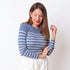 Striped Ribbed Sweater - Blue