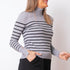 Striped Neck Sweater - Grey