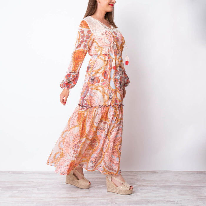 Paisley Printed Dress - Almond