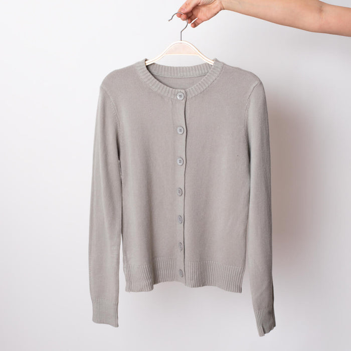 Round Neck Cardigan - Gray