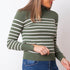 Striped Neck Sweater - Green