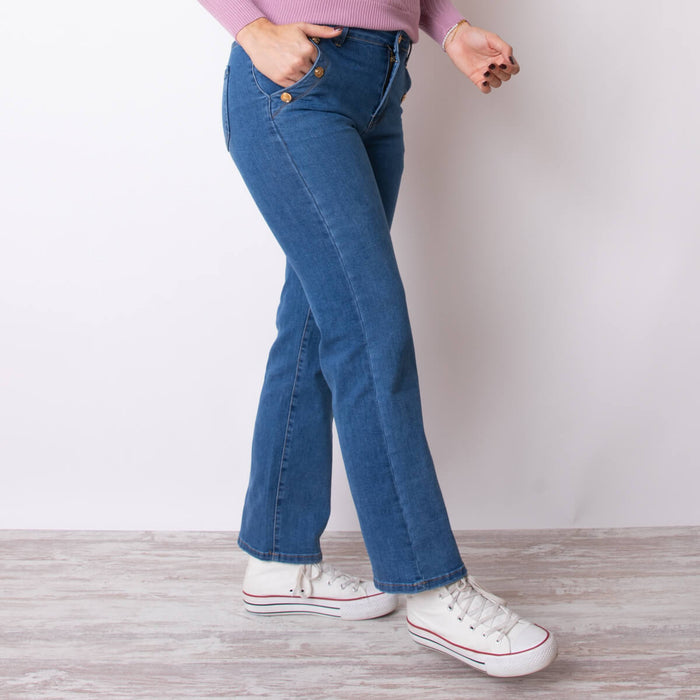 Triple Button Jeans - Blue