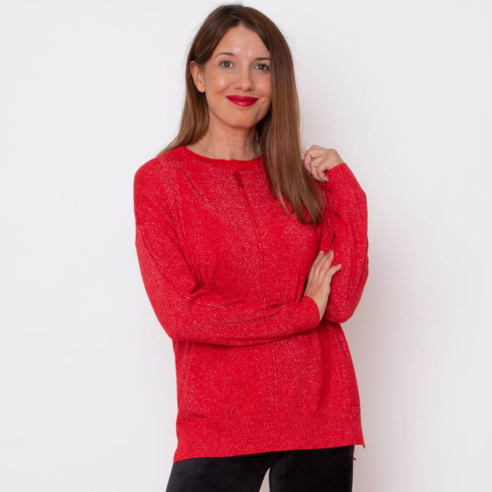 Jersey Hilo Lurex - Rojo