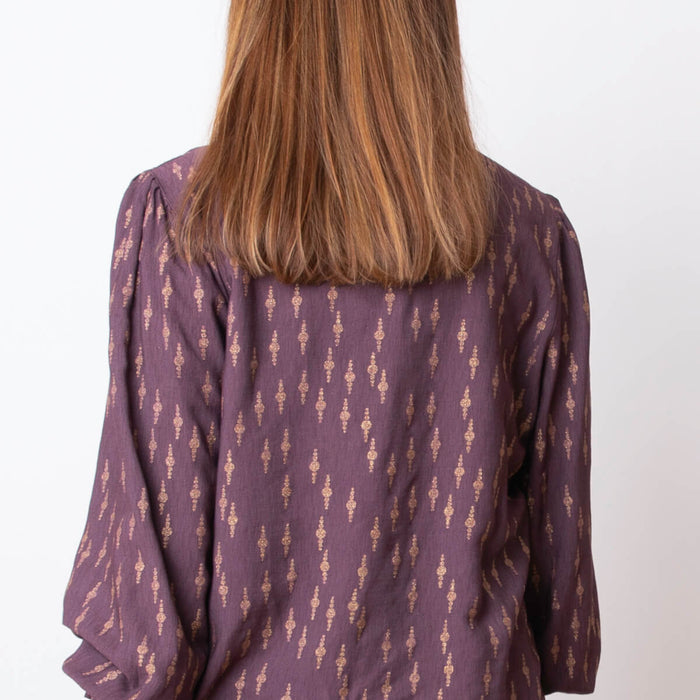 Blouse à volants Mao - Violet