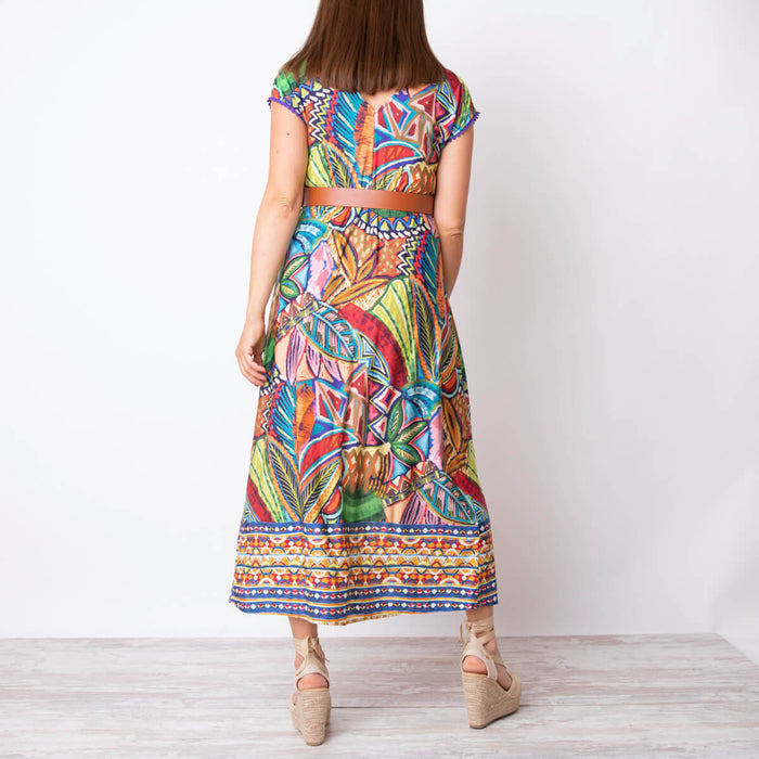 Robe tricotée à imprimé tropical - Multicolore
