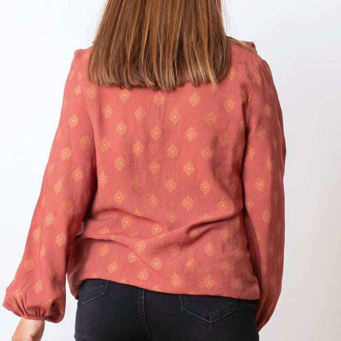 Golden Ruffle Blouse - Tile