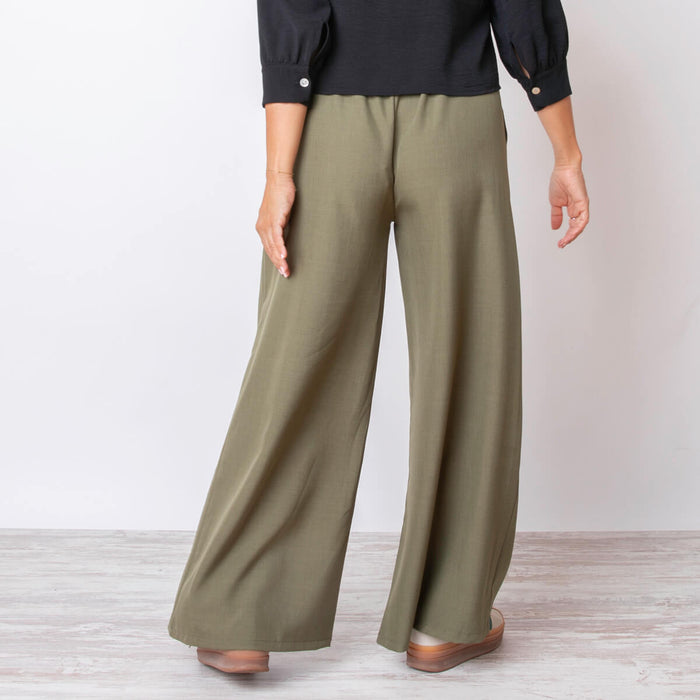 Pantalon large ceinturé - Kaki