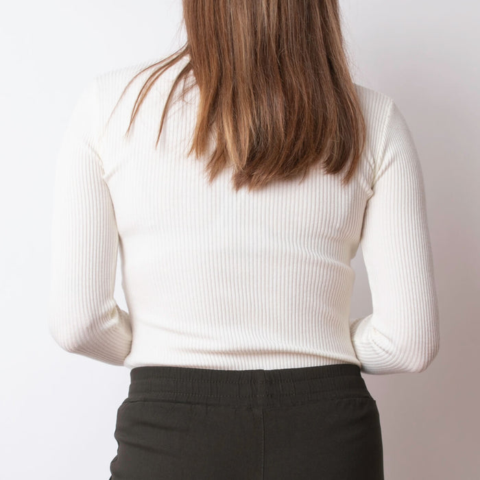 Button Neck Sweater - White