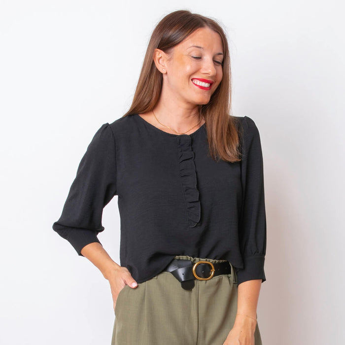 Mini Volante Blouse - Black