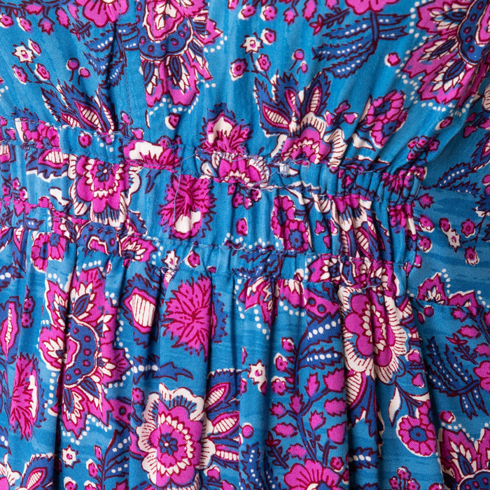 Kleid mit Blumenmuster – Mittelblau