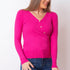 Asymmetric Button Sweater - Fuchsia