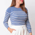 Striped Ribbed Sweater - Blue