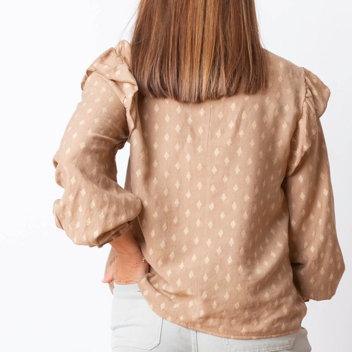 Blouse avec Détail Doré - Camel