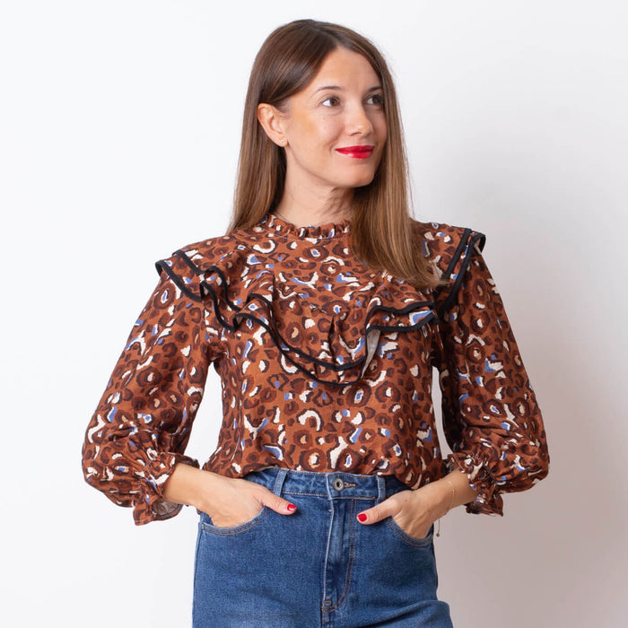 Blusa Volante Animal - Teja