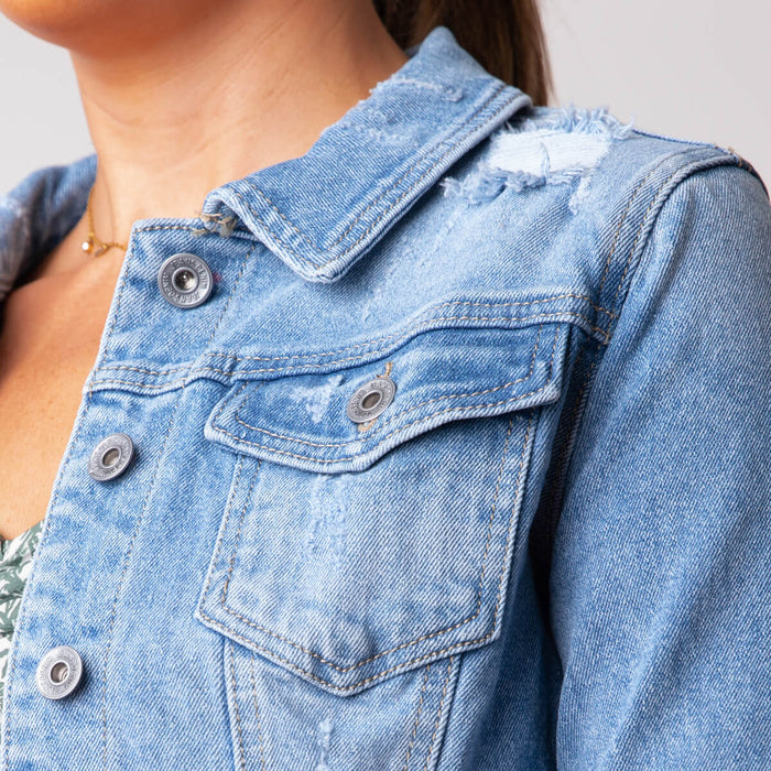 Details zur Jeansjacke – Blau