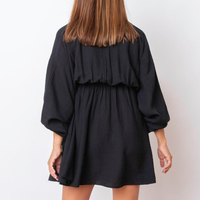 Robe col en V - Noir