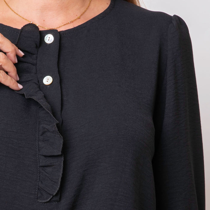 Mini Volante Blouse - Black