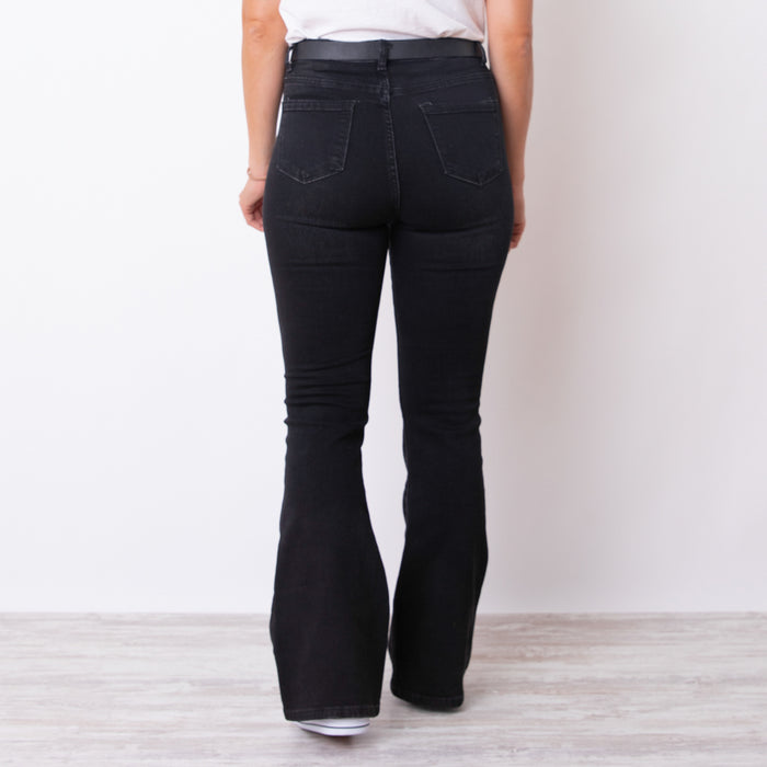 Pantalon à bas cloche bas - Noir