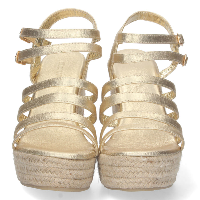 Mika-Sandale mit Keilabsatz – Gold