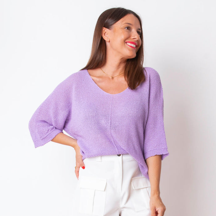 Ellen Knitted Poncho - Lilac