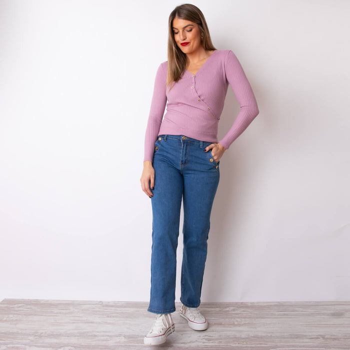 Triple Button Jeans - Blue