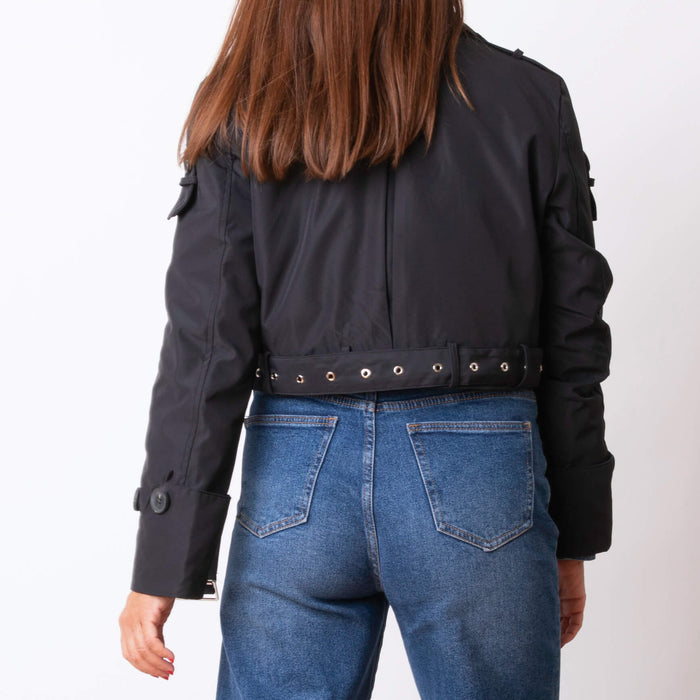 Gabardina Crop - Negro