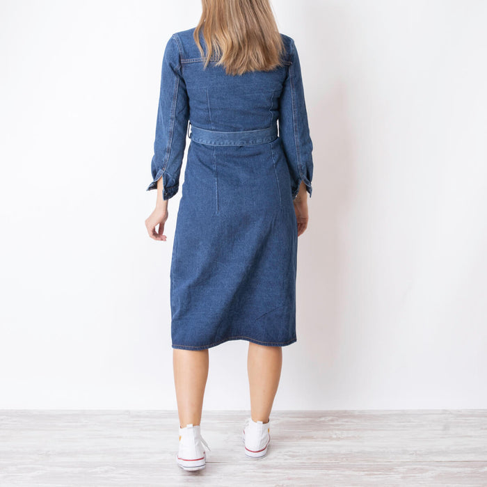 Abito midi in denim - Blu