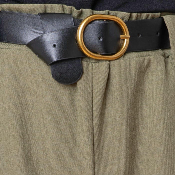 Hose mit breitem Gürtel – Khaki