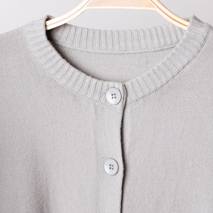 Round Neck Cardigan - Gray