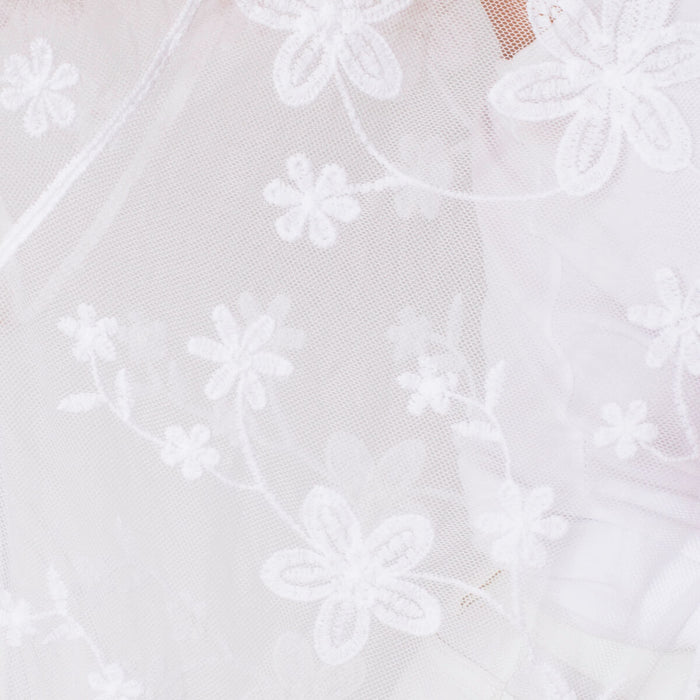 Embroidered Tulle Kimono - White