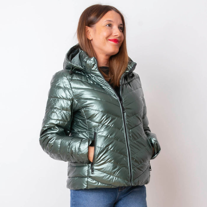 Metallic Quilted Jacket - Green