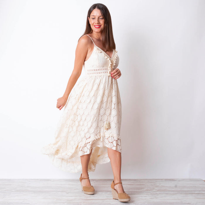 Lace and Lace Dress - Ecru