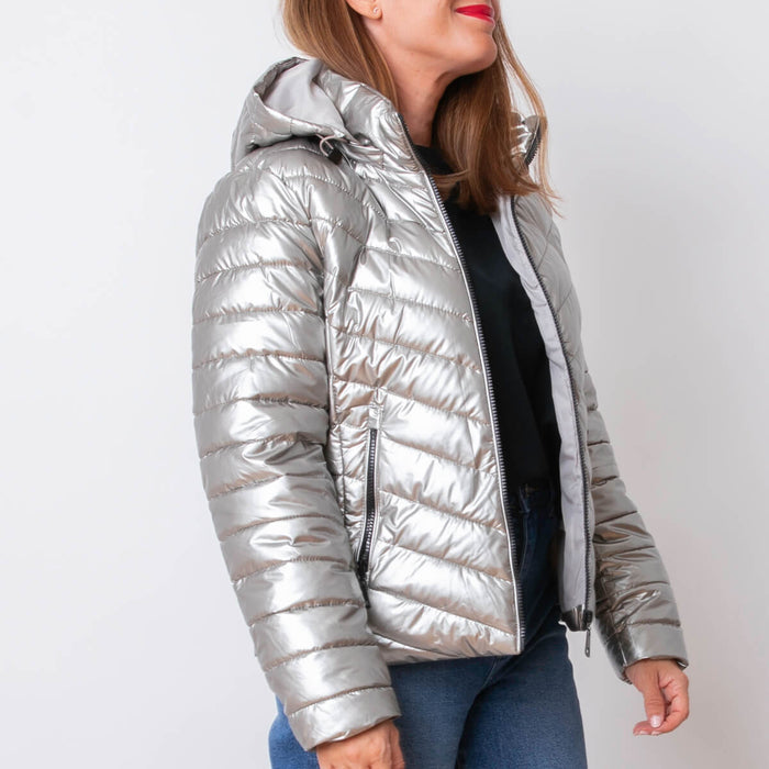 Metallic-Steppjacke – Silber